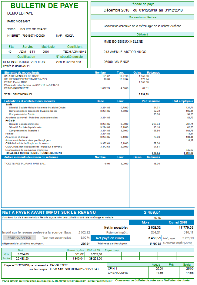 Exemples de bulletins